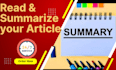read and summarize any article,book or chapter