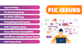 fix website design HTML CSS bootstrap js PHP wordpress issue