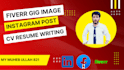 create a catchy fiverr gig image, resume writing and social media post on canva