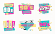 design a premium 80s 90s retro logo with bold typography