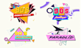 do a custom logo in 90s pop art style with 80s retro touch