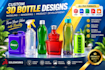 do stylish creative 3d bottle design and rendering,stl,png