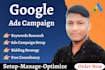setup and optimize google search ads adwords PPC campaign