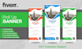 design professional roll up or pop up signage x stand  banner for your brand