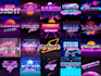 create a 80s retro vintage style neon and chrome 3d logo