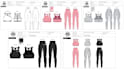 create activewear technical drawings and tech pack template