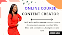 create professional online course content curriculum workbook elearning video