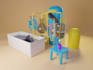 create an isometric 3d models and 3d environment illustration