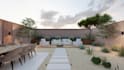 design modern landscape, backyard and garden with 3d rendering