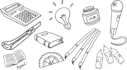 illustrate stationary and any tools or item to be a simple icon