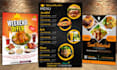 create amazing restaurant food flyers and menu design, trifold, bifold, smoothie