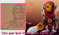 redraw or draw, fix hand drawings, sketches, logo, into digital art