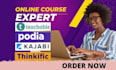 setup kajabi website and sales funnel,teachable, thinkific online course website