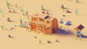 create a map or a 3d scene with lowpoly style