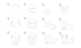 how to draw a cute line drawing with step by step hand drawn