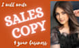 craft sales copy for the landing page, sales page, and sales funnel copywriting