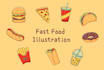 draw 5 food illustration in flat vector style