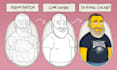 draw yellow cartoon portraits for couples and families