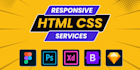 convert web design to html, css, js, bootstrap