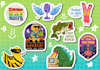 draw cartoon doodle stickers, hand drawn designs for print