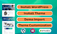 install wordpress theme, themeforest theme and customize