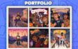 draw a cartoon cover artwork music