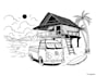create simple line art illustrations, digital, black and white, character art