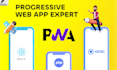 develop pwa progressive web app with react js, laravel or node js