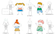 design stickman, stick figure illustrations doodle  art style