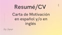 tailor your CV and cover letters in spanish or english