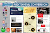 convert psd, xd, figma, png, jpeg, pdf to HTML or wordpress