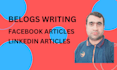 write facebook post content linkedin articles and blogs writing