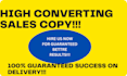 do copywriting, website copywriting and write sales copy