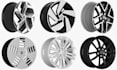 design realistic 3d wheels with rims, tires, and brake discs for cars and bikes