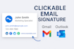 create clickable HTML email signature for gmail and outlook