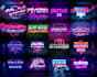 make 80s retro logo designs with neon sign chrome effects