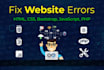 fix bugs HTML, CSS, javascript, ajax, PHP, bootstrap, mysql, new feature