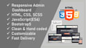 create admin dashboard with HTML, CSS, js and bootstrap