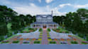 design and 3d render landscape of backyard and front yard