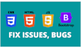 fix HTML, CSS, javascript, bootstrap and responsive issues