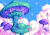 create pixel art background, landscape, illustration