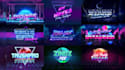 make 3d neon sign logo and 80s retro vaporwave style designs