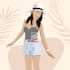 draw a trending, minimalist vector faceless portrait