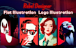 create a logo in adobe illustrator, flat illustration