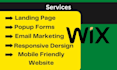 create responsive wix landing page with popup forms