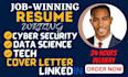 write and edit cyber security, tech, data science resume, cover letter