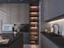 create master bedroom, bathroom and kitchen interior design 3d renders