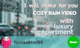 make rain video with natural sound in a cozy room