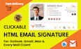 create clickable HTML email signature, outlook, gmail, mac signature