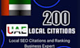 create 200 uae local citations directory submissions for local SEO